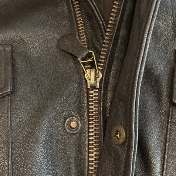 Cooper Genuine Real Leather US Army Field Zip Button Jacket Brown Size Large - Picture 8 of 9